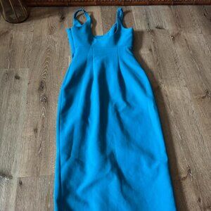 Cinq A Sept Breena Blue Turquoise Split Midi Dress Size 0